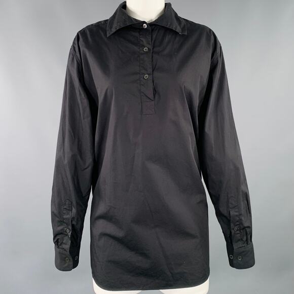 DRIES VAN NOTEN Size 4 Black Cotton Button Up Shirt Dress